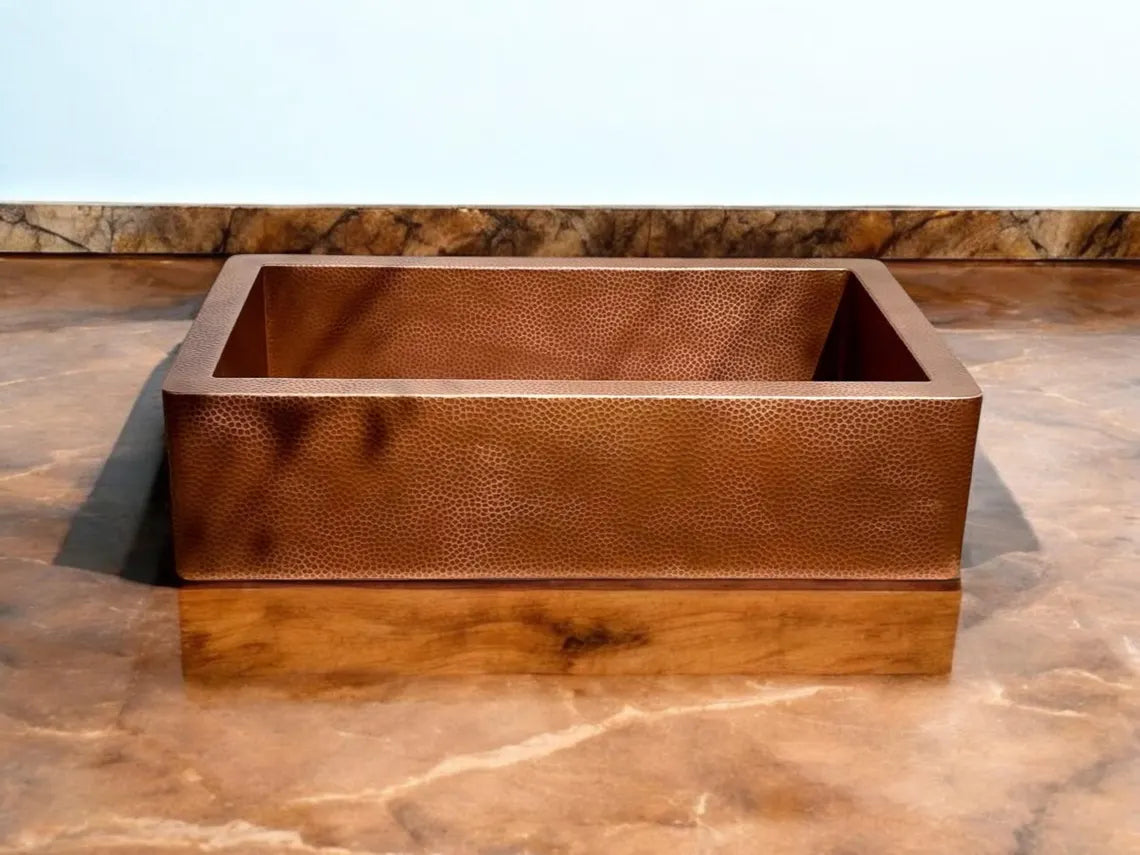 Copper kitchen sink - handcrafted copper farmhouse sink - hammered copper apron front kitchen sink - copper farmhouse decor