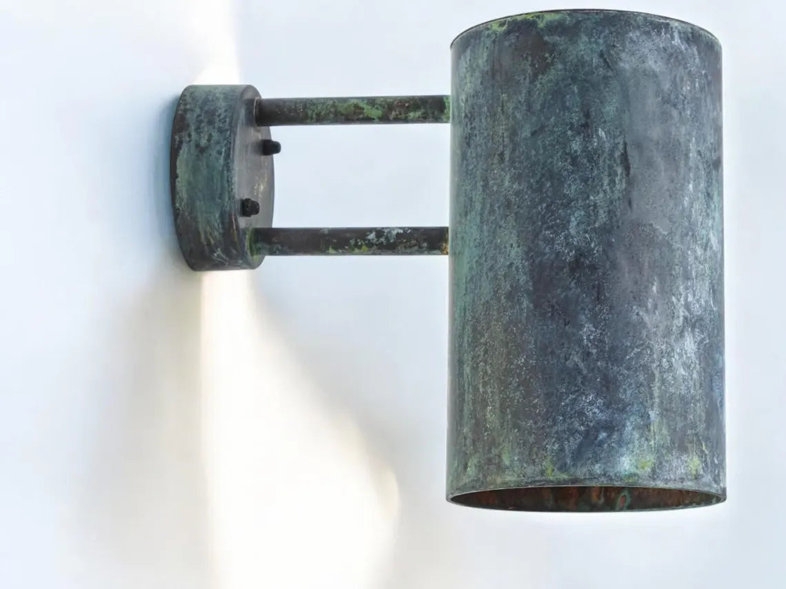 Oxidized copper outdoor wall sconce darkly patinated - swedish-inspired wall sconce - outdoor hanging light - scandinavian exterior lantern