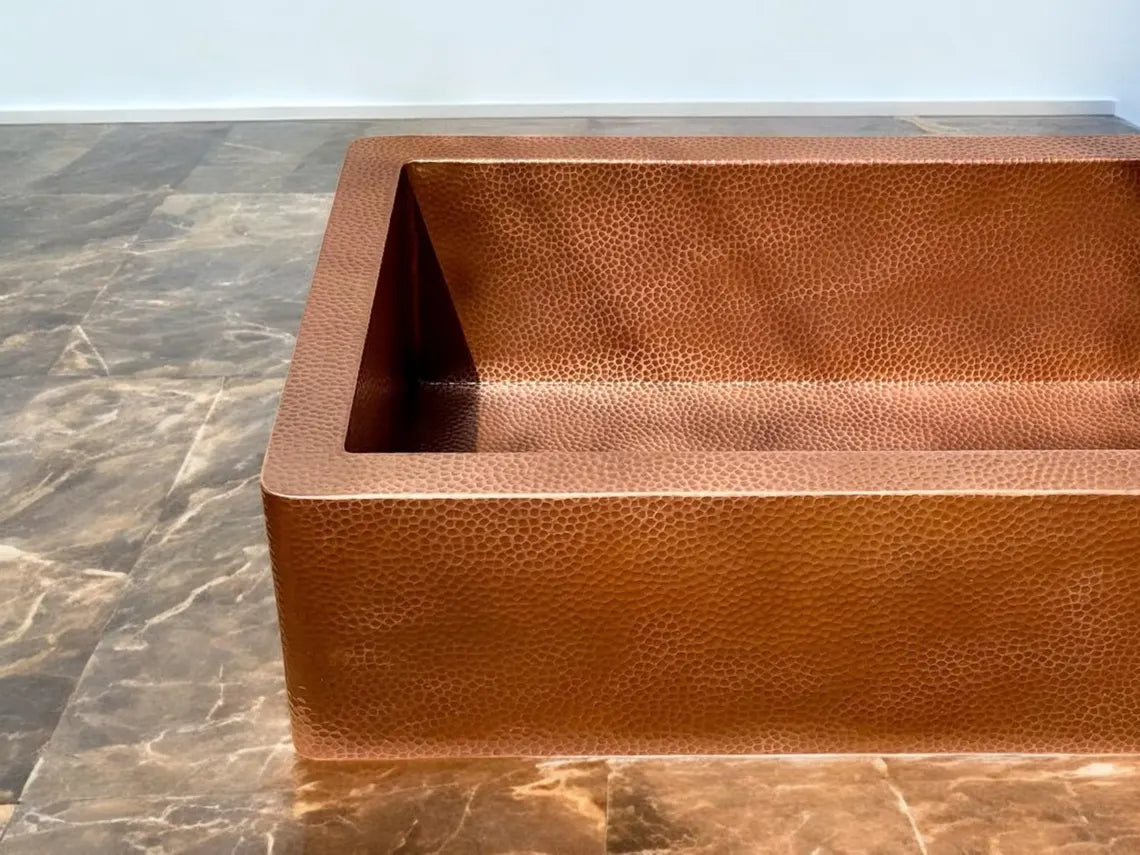 Copper kitchen sink - handcrafted copper farmhouse sink - hammered copper apron front kitchen sink - copper farmhouse decor