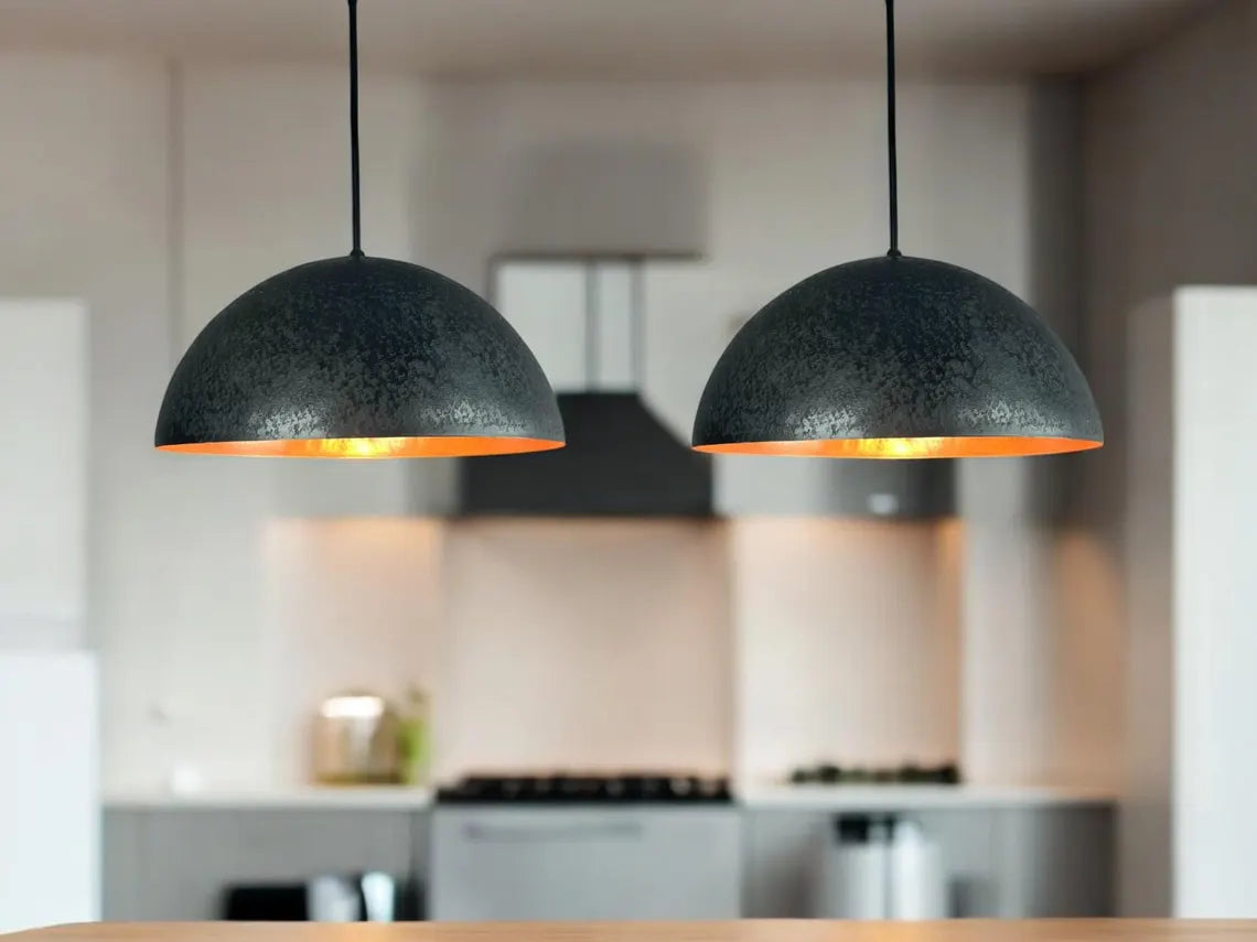 Luxury handcrafted black patina copper pendant light - island kitchen lighting fixture - farmhouse light chandelier - handmade copper light