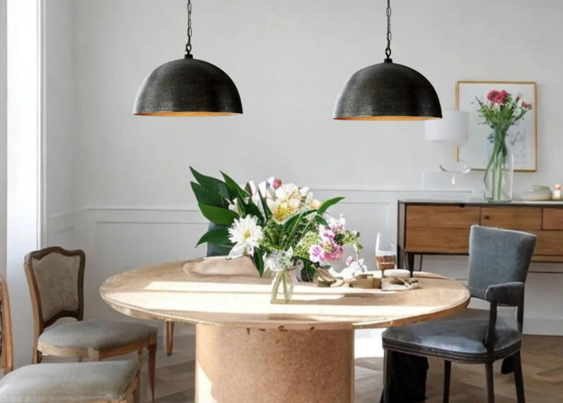 Kitchen Island Pendant Lights, black Farmhouse Copper Pendant Light, Patina Copper Hanging Lampshade, Home Decor