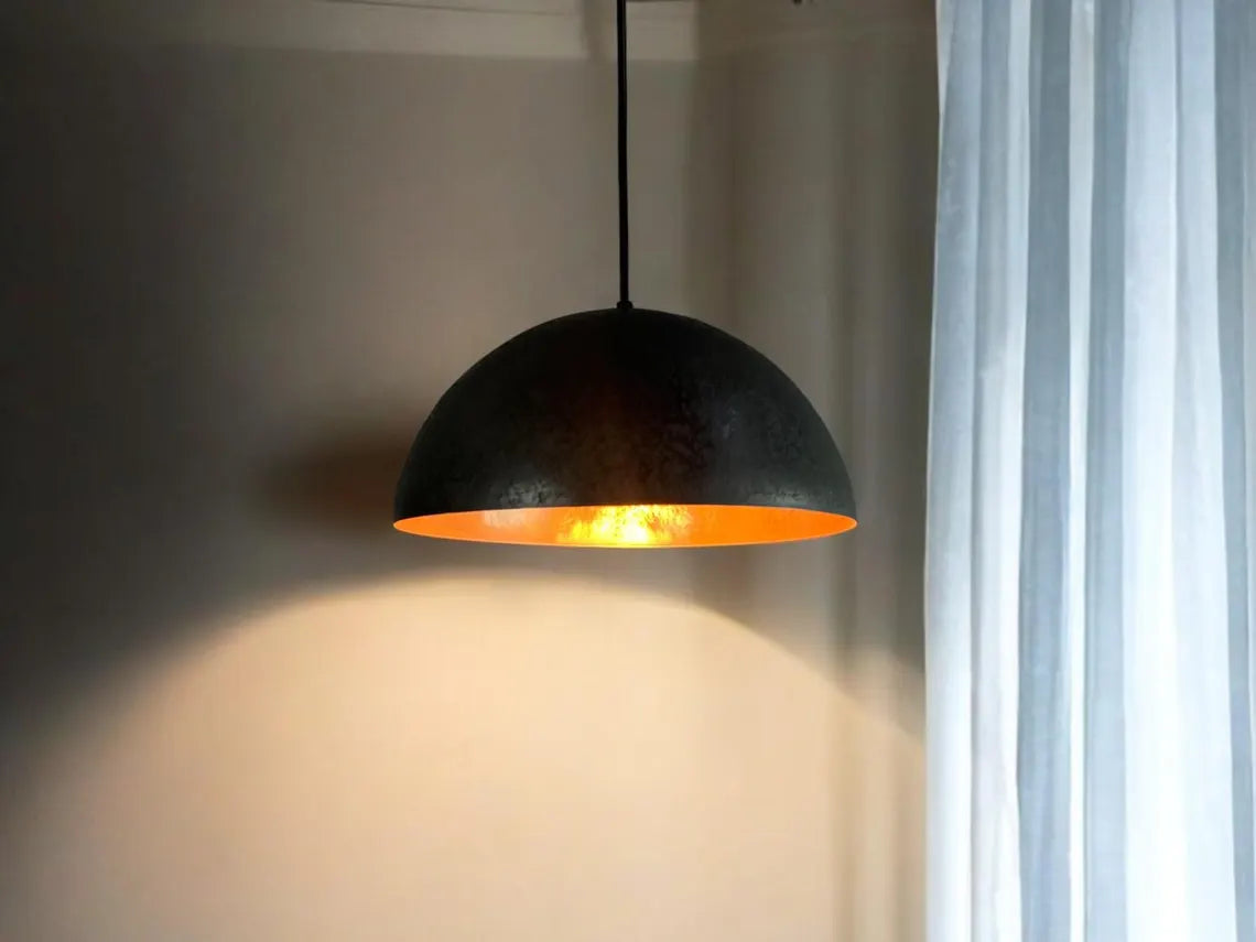 Luxury handcrafted black patina copper pendant light - island kitchen lighting fixture - farmhouse light chandelier - handmade copper light