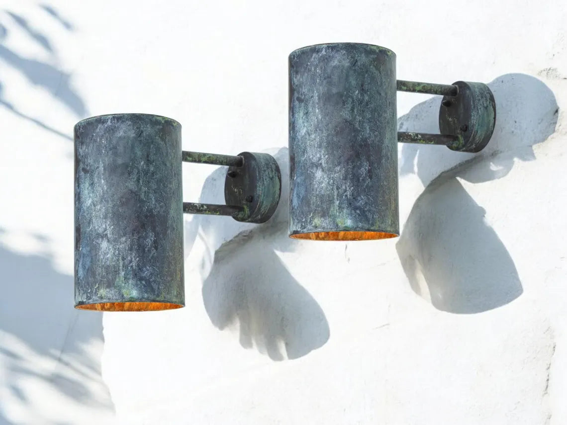Oxidized copper outdoor wall sconce darkly patinated - swedish-inspired wall sconce - outdoor hanging light - scandinavian exterior lantern