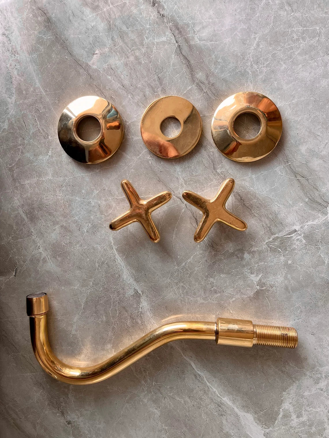 Handcrafted Unlacquered Brass Wall Mounted Bathroom Faucet | Elegant Vanity Fixture | Moroccan Artisan-Made