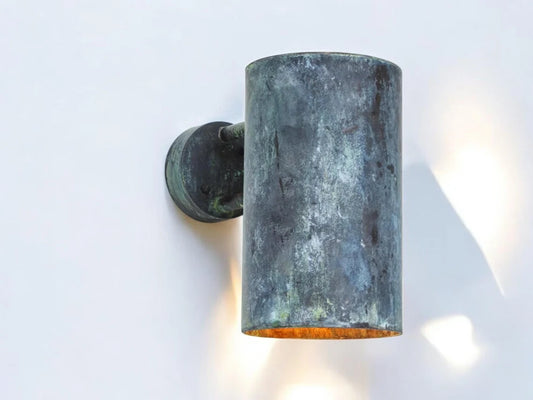 Oxidized copper outdoor wall sconce darkly patinated - swedish-inspired wall sconce - outdoor hanging light - scandinavian exterior lantern