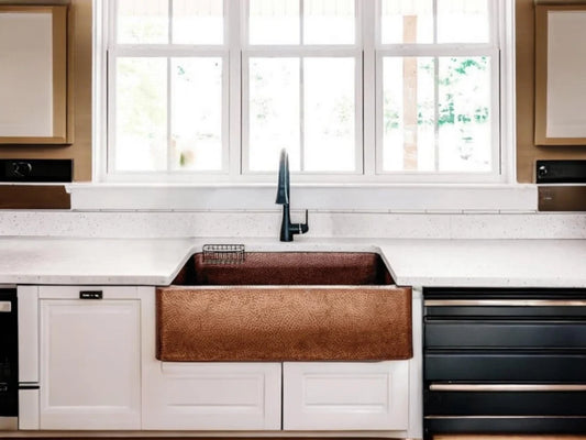 Copper kitchen sink - handcrafted copper farmhouse sink - hammered copper apron front kitchen sink - copper farmhouse decor