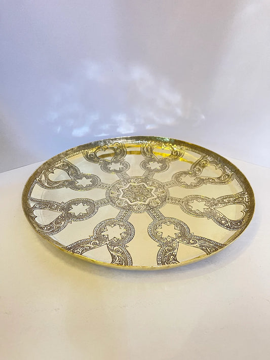 Exquisite Handcrafted Moroccan Brass Tea Tray: A Timeless Serving Table for Traditional Tea