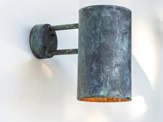 Oxidized copper outdoor wall sconce darkly patinated - swedish-inspired wall sconce - outdoor hanging light - scandinavian exterior lantern