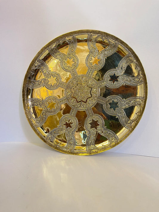 Exquisite Handcrafted Moroccan Brass Tea Tray: A Timeless Serving Table for Traditional Tea