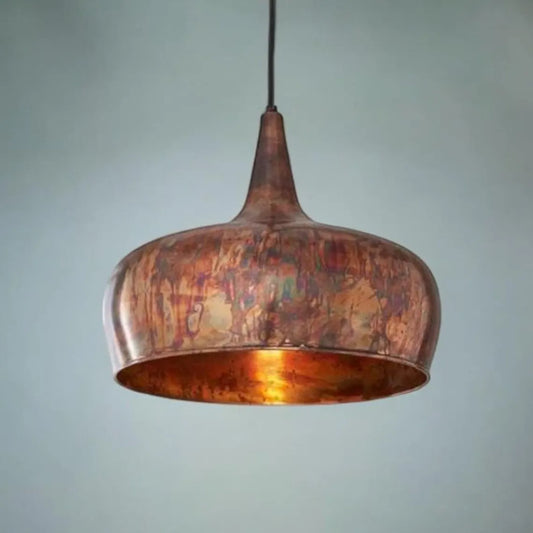 Kitchen Island Pendant Lights, Oxidized Farmhouse Copper Pendant Light, Patina Copper Hanging Lampshade, Home Decor