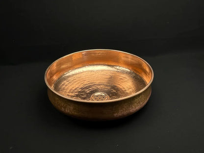 Luxurious hammered copper vessel sink - handcrafted bathroom vanity basin - pure copper washbasin - rustic modern farmhouse sink