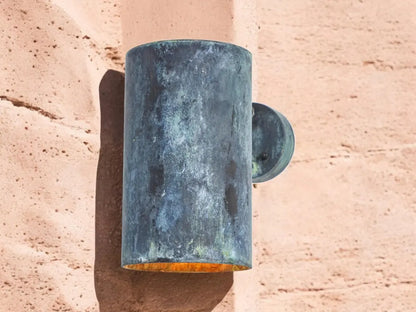 Oxidized copper outdoor wall sconce darkly patinated - swedish-inspired wall sconce - outdoor hanging light - scandinavian exterior lantern