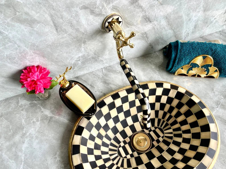 Antique Wall Mount Pot Filler Kitchen Faucet | Unlacquered Solid Brass | Handcrafted Moroccan Design | Single Handle