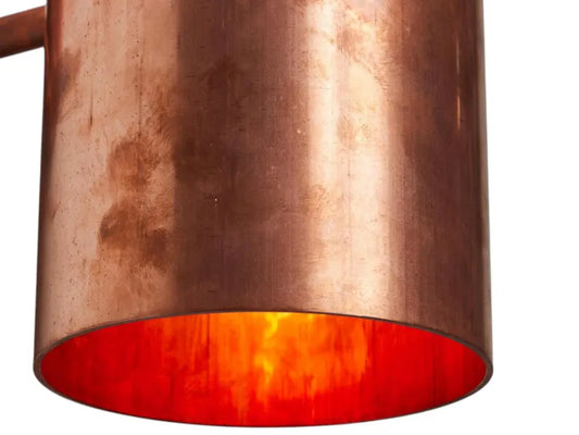 Raw copper outdoor sconce - minimalist architectural lighting - handcrafted cylindrical copper indoor outdoor light fixture