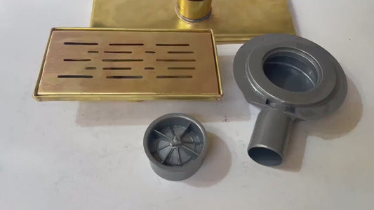 Handmade Unlacquered Brass Linear Shower Drain -Solid Brass Bathroom Floor Drain